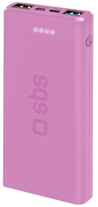 SBS TTBB10000FAST 10000 mAh Hızlı Şarj USB & Type C Çoklu Kablolu Powerbank Pembe