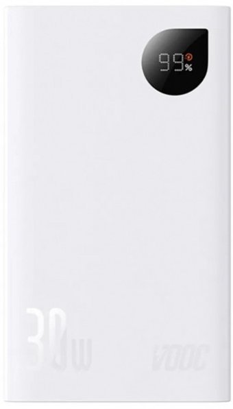Baseus Adaman 2 VOOC Edition 20000 mAh Hızlı Şarj Dijital Göstergeli USB & Type C Çoklu Kablolu Powerbank Beyaz