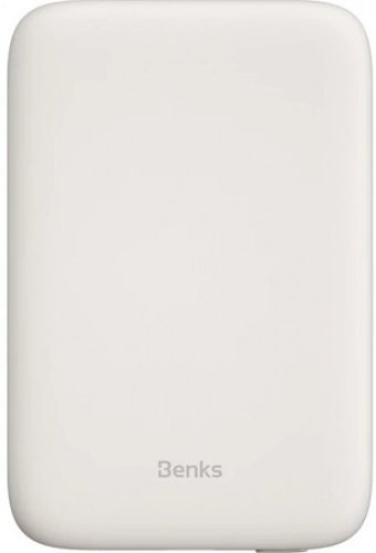 Benks MP01 5000 mAh Hızlı Şarj Mıknatıslı USB & Type C Kablolu Powerbank Beyaz