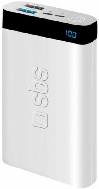 SBS 79744 10000 mAh Hızlı Şarj Dijital Göstergeli USB & Type C Kablolu Powerbank