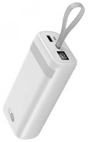 King Power Power KP-30 30000 mAh Hızlı Şarj Işıklı Dijital Göstergeli USB & Type C Çoklu Kablolu Powerbank Beyaz