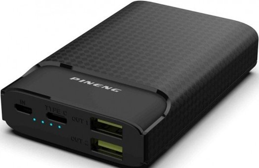 Pineng PN-986 10000 mAh Hızlı Şarj USB & Type C Çoklu Kablolu Powerbank Siyah