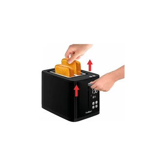 Tefal Display Digital TT6408 2 Dilim Kırıntı Tepsili Akıllı 850 W Siyah Mini Ekmek Kızartma Makinesi