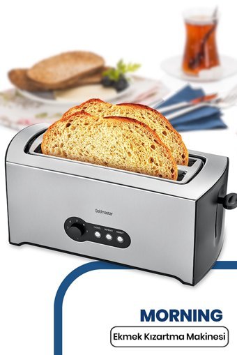 Goldmaster IN-6400 Morning 4 Dilim Kırıntı Tepsili Telli Akıllı 1600 W İnox Ekmek Kızartma Makinesi