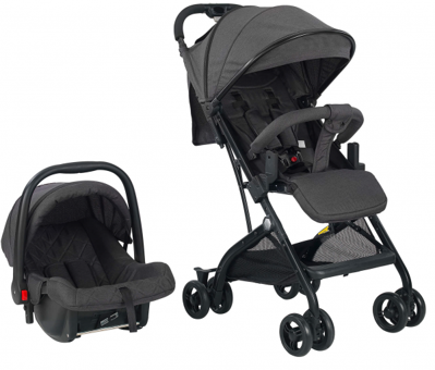 Baby2Go 2031 Heets Katlanabilir Tek Elle Kapanan 360 Derece Dönen Tam Yatar Travel Sistem Bebek Arabası Siyah