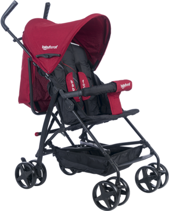 Baby Force Joy BF-300 Katlanabilir Tek Elle Kapanan 360 Derece Dönen Kabin Tipi Baston Bebek Arabası Kırmızı