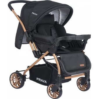 Prava P-11 Dream Plus Çift Yönlü Katlanabilir 360 Derece Dönen Tam Yatar Puset Bebek Arabası Siyah