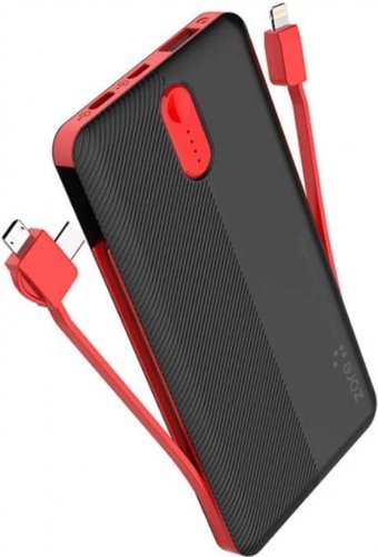 Zore ZR-1013 10000 mAh Hızlı Şarj USB & Type C Çoklu Kablolu Powerbank Siyah