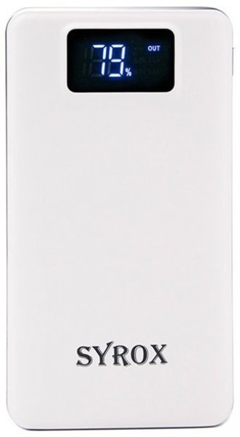 Syrox SYX-PB104 12000 mAh Hızlı Şarj Işıklı Dijital Göstergeli Micro USB Çoklu Kablolu Powerbank Beyaz