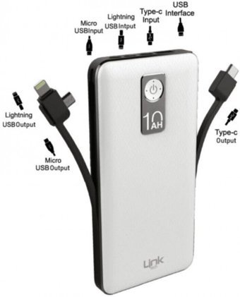 LinkTech AC10 10000 mAh Hızlı Şarj Lightning Çoklu Kablolu Powerbank