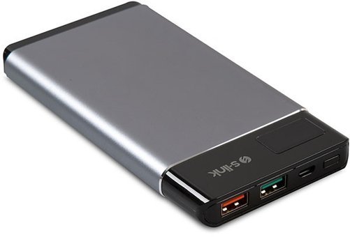 S-link IP-QC3-10 10000 mAh Hızlı Şarj Dijital Göstergeli Micro USB Çoklu Kablolu Powerbank Gri