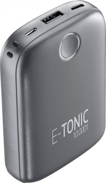 Cellularline E-Tonic 10000 mAh Hızlı Şarj USB & Type C Çoklu Kablolu Powerbank Siyah