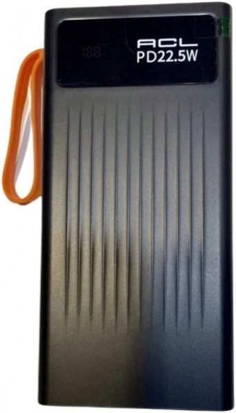 ACL PW-62 30000 mAh Hızlı Şarj Işıklı Dijital Göstergeli USB & Type C Çoklu Kablolu Powerbank Siyah