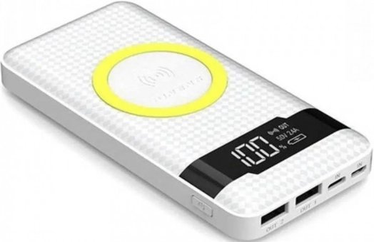 Pineng PN-886 10000 mAh Hızlı Şarj Dijital Göstergeli Lightning Çoklu Kablolu Powerbank Beyaz