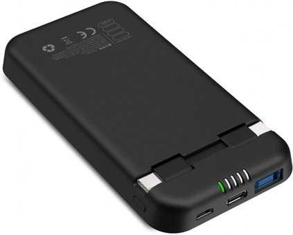 S-link IP-PD100C 10000 mAh Hızlı Şarj USB & Type C Çoklu Kablolu Powerbank Siyah