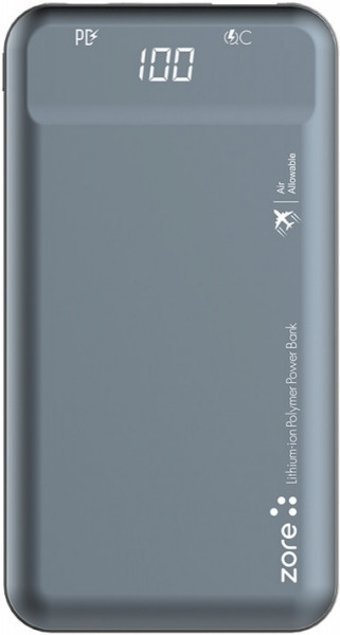 Zore ZR-1015 10000 mAh Hızlı Şarj Dijital Göstergeli USB & Type C Çoklu Kablolu Powerbank Gri