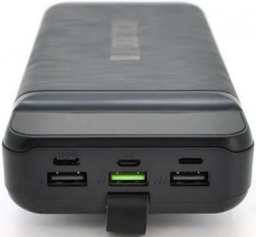 Powerway QC30 30000 mAh Hızlı Şarj Işıklı Dijital Göstergeli Lightning Çoklu Kablolu Powerbank Siyah