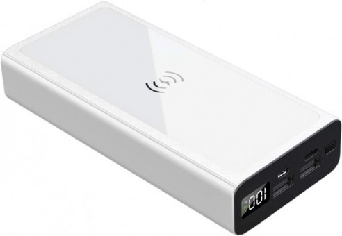 Sprange SR-P6 24000 mAh Hızlı Şarj Dijital Göstergeli USB & Type C Çoklu Kablolu Powerbank Beyaz