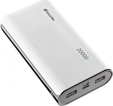 Cellularline PowerTank 20000 mAh Hızlı Şarj USB & Type C Çoklu Kablolu Powerbank Beyaz