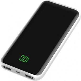 Xipin X20 10000 mAh Hızlı Şarj Dijital Göstergeli Micro USB Çoklu Kablolu Powerbank Beyaz