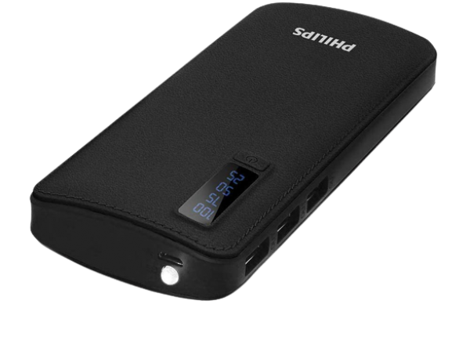 Philips DLP6006 11000 mAh Hızlı Şarj Işıklı Dijital Göstergeli Micro USB Çoklu Kablolu Powerbank Siyah