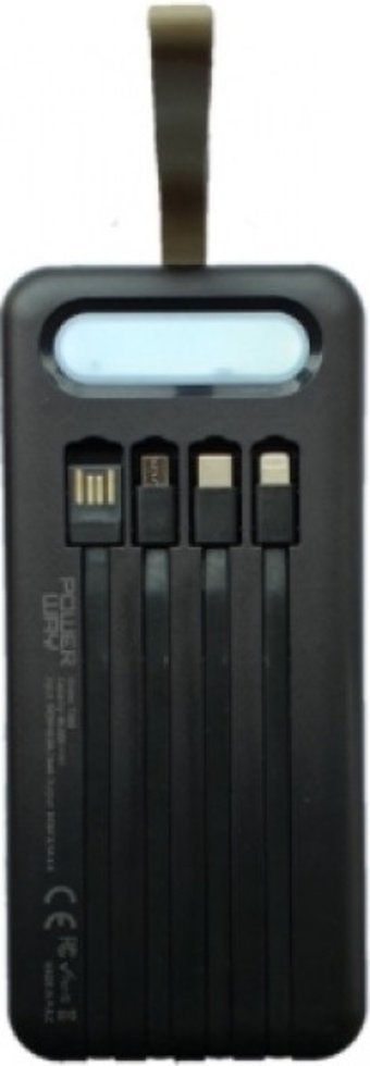 Powerway TX60 60000 mAh Hızlı Şarj Işıklı Dijital Göstergeli Lightning Çoklu Kablolu Powerbank Siyah