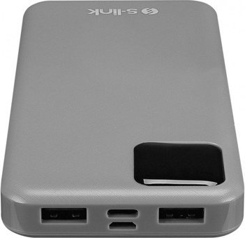 S-link G104 10000 mAh Hızlı Şarj Dijital Göstergeli USB & Type C Çoklu Kablolu Powerbank Gri