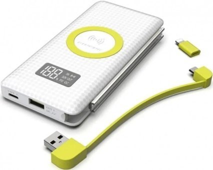Pineng PN-888 10000 mAh Hızlı Şarj Dijital Göstergeli Micro USB Çoklu Kablolu Powerbank Beyaz