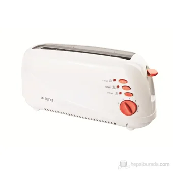 King K-192 Rosso 2 Dilim Kırıntı Tepsili 872W Beyaz Vintage Mini Ekmek Kızartma Makinesi
