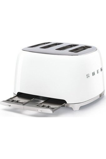 Smeg 50's Style TSF03WHEU 4 Dilim Kırıntı Tepsili 2000 W Beyaz Retro Ekmek Kızartma Makinesi
