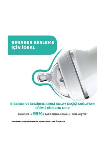 Chicco Natural Feeling Polipropilen Gaz Yapmayan Antikolik Yenidoğan Orta Akışlı Kulpsuz 0+ Ay Beyaz Yuvarlak Uçlu Bebek Biberon 150 ml