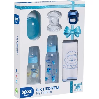 Wee Baby 107 Polipropilen Kulpsuz Desenli Renkli Yuvarlak Uçlu Bebek Biberon Seti 250 ml + 125 ml