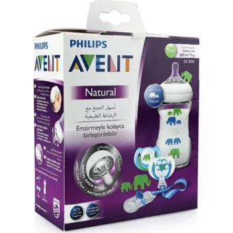 Philips SCD628 Polipropilen Gaz Yapmayan Antikolik Yavaş Akışlı Kulpsuz 6-18 Ay Desenli Renkli Yuvarlak Uçlu Bebek Biberon 260 ml