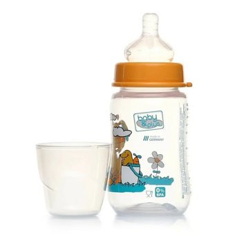 Baby&Plus BYP-21011 Polipropilen Gaz Yapmayan Antikolik Yenidoğan Kulpsuz 0+ Ay Desenli Turuncu Yuvarlak Uçlu Bebek Biberon 260 ml
