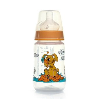 Baby&Plus BYP-21011 Polipropilen Gaz Yapmayan Antikolik Yenidoğan Kulpsuz 0+ Ay Desenli Turuncu Yuvarlak Uçlu Bebek Biberon 260 ml