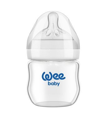 Wee Baby 144 Cam Yenidoğan Yavaş Akışlı Kulpsuz 0-6 Ay Beyaz Yuvarlak Uçlu Bebek Biberon 125 ml