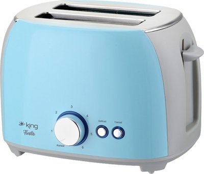 King K-2178 Fiesta 2 Dilim Kırıntı Tepsili 800 W Mavi Mini Ekmek Kızartma Makinesi