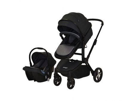 Prego Baby 2086 Quattro Vip Çift Yönlü Katlanabilir 360 Derece Dönen Tam Yatar Travel Sistem Bebek Arabası Siyah