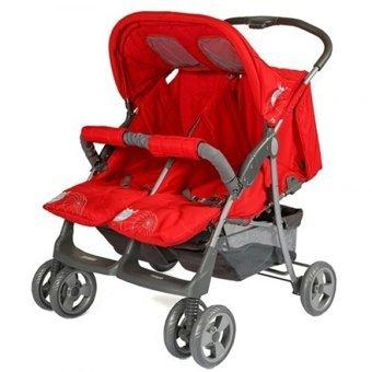 Crystal Baby CB-235 Twin Katlanabilir Tek Elle Kapanan 360 Derece Dönen Tam Yatar Puset Bebek Arabası Kırmızı