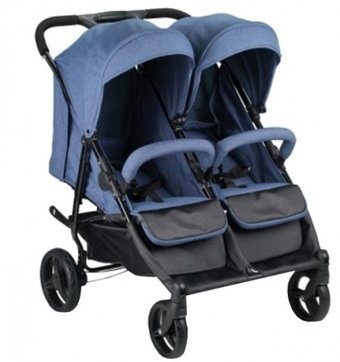 Babyhope BH-3077 City Twin Katlanabilir Tek Elle Kapanan 360 Derece Dönen Tam Yatar Puset Bebek Arabası Mavi