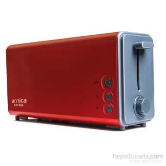 Arnica Kıtır Red 2 Dilim Kırıntı Tepsili 1050 W Kırmızı Retro Mini Ekmek Kızartma Makinesi