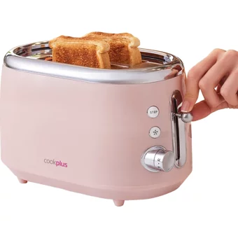 Cookplus Crusty 2 Dilim Kırıntı Tepsili Telli 700 W Pembe Vintage Mini Ekmek Kızartma Makinesi