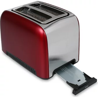 Fakir Rubra 2 Dilim Kırıntı Tepsili Telli Akıllı 980 W Kırmızı Mini Ekmek Kızartma Makinesi