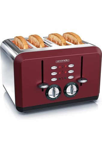 Arendo 303250 4 Dilim Kırıntı Tepsili Telli 1630 W Bordo Ekmek Kızartma Makinesi