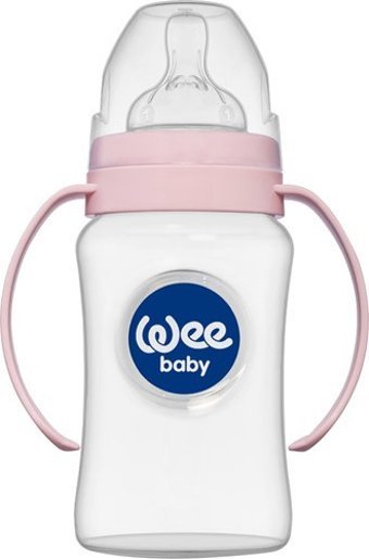 Wee Baby 790 Polipropilen Yenidoğan Yavaş Akışlı Kulplu 0-6 Ay Pembe Yuvarlak Uçlu Bebek Biberon 150 ml