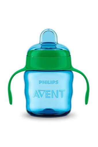 Philips Avent Natural Polipropilen Gaz Yapmayan Antikolik Hızlı Akışlı Kulplu 6+ Ay Mavi-Yeşil Yuvarlak Uçlu Bebek Biberon 200 ml