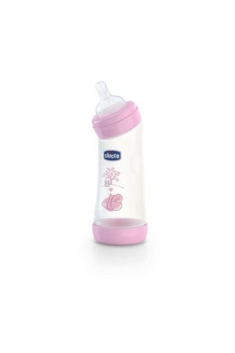 Chicco B05452 Plastik Gaz Yapmayan Antikolik Yenidoğan Orta Akışlı Kulpsuz 0+ Ay Pembe Yuvarlak Uçlu Bebek Biberon 250 ml