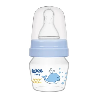 Wee Baby 778 Polipropilen Gaz Yapmayan Antikolik Yenidoğan Yavaş Akışlı Kulpsuz 0-6 Ay Desenli Mavi Yuvarlak Uçlu Bebek Biberon 30 ml