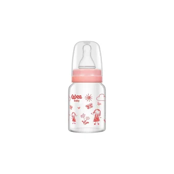 Wee Baby 899 Cam Gaz Yapmayan Antikolik Yavaş Akışlı Kulpsuz 0-6 Ay Pembe Yuvarlak Uçlu Bebek Biberon 60 ml