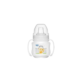 Wee Baby 753 Polipropilen Gaz Yapmayan Antikolik Kulplu 6+ Ay Desenli Beyaz Yuvarlak Uçlu Bebek Biberon 125 ml